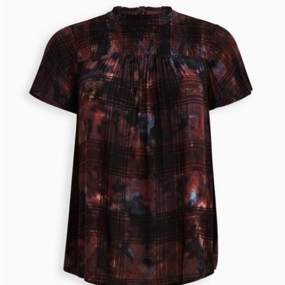 Torrid Tye Dye Crinkle Gauze Smocked Flutter Sleeve Top 00 Size M 10 - Picture 1 of 8